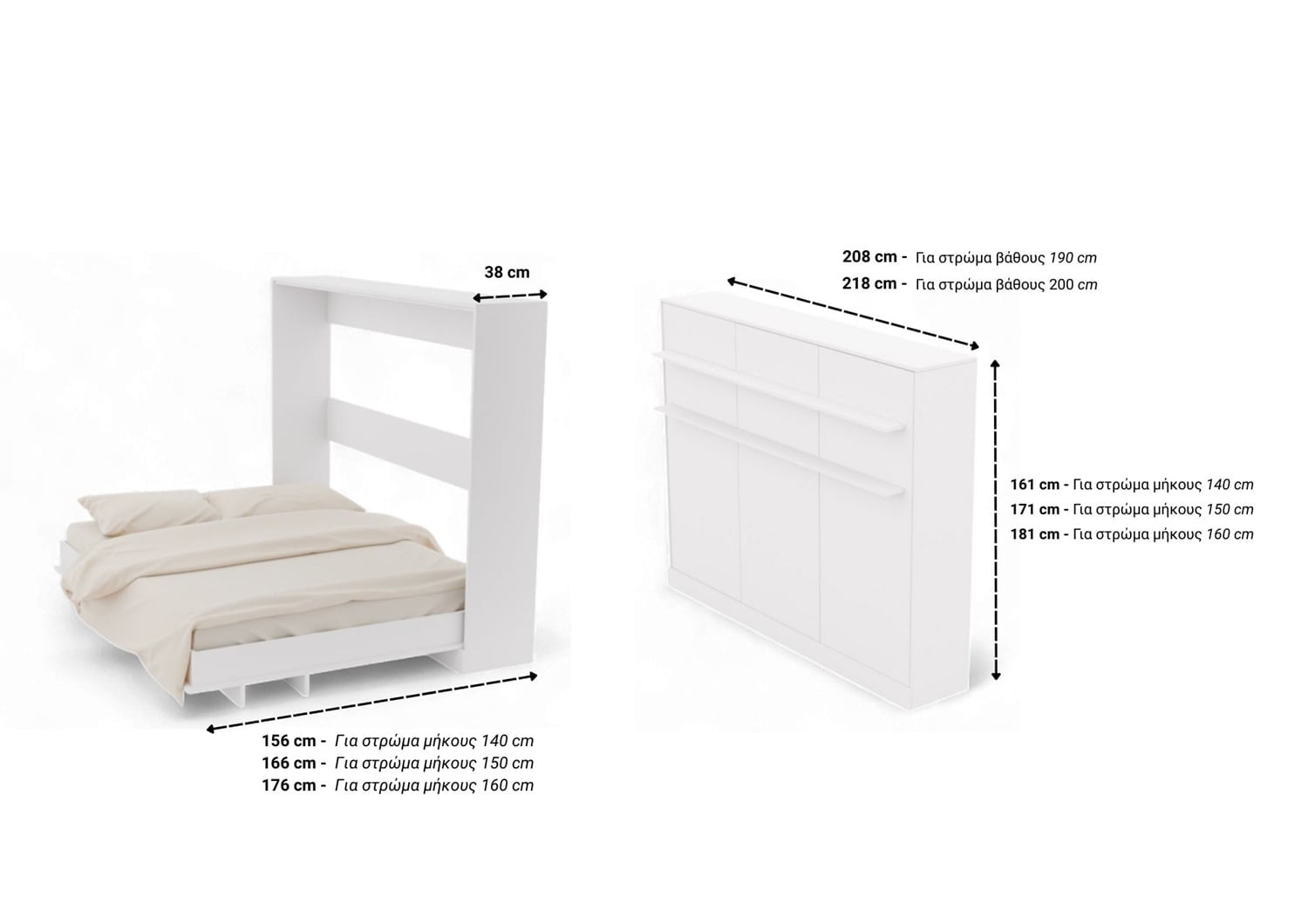 Κρεβάτι Τοίχου Basic Horizontal Double - Image 5